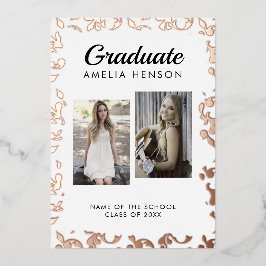 Invitación Con Relieve Metalizado Graduado del patrón rococo 2 Graduación del Collag