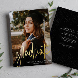 Invitación Con Relieve Metalizado Graduado moderno y elegante graduación de fotograf