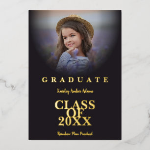 Invitación Con Relieve Metalizado Graduate School Graduation Modern Photo Golden