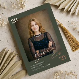 Invitación Con Relieve Metalizado Graduation Era Minimal Graduate Photo Announcement