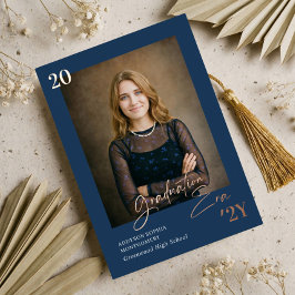 Invitación Con Relieve Metalizado Graduation Era Minimal Graduate Photo Announcement