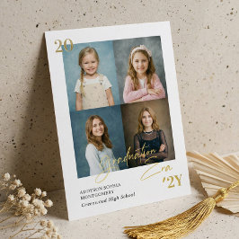 Invitación Con Relieve Metalizado Graduation Era Simple Grad Photo Grid Announcement