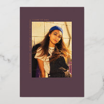 Graduation Photo Line Art Merlot Announcement