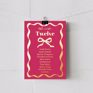 Invitación Con Relieve Metalizado Gráfico de Asientos de Boda Retro con Lazo Coquett