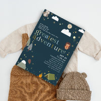 Gran Adventure Boy Navy Baby Shower Gold