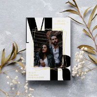 Gran foto moderna de Black Initials Save the Date