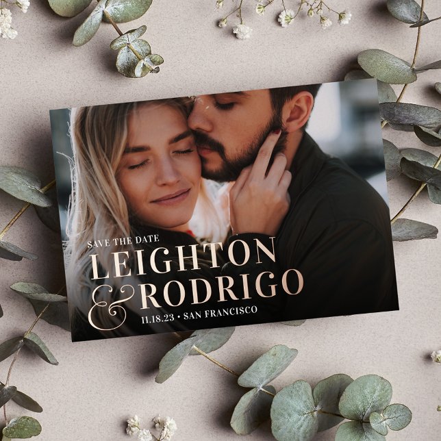 Invitación Con Relieve Metalizado Gran momento | Foto completa Guardar la fecha (Subido por el creador)