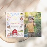 Invitación Con Relieve Metalizado Granja brillante Animales Bash Fotos de fiesta de<br><div class="desc">¡Añade algo de brillo a tus invitaciones de cumpleaños con Relieve metalizado de oro, plata o oro rosa! ¡Celebra el gran día de tu pequeño granjero con esta invitación de cumpleaños! La parte izquierda de esta invitación a la fiesta de cumpleaños cuenta con un marco lleno de encantadores ilustraciones de...</div>