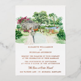 Invitación Con Relieve Metalizado Granja Rústica Campestre | Boda Elegante en el Gra