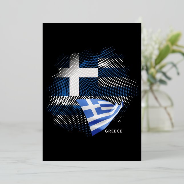 Invitación Con Relieve Metalizado Greece flag (Anverso de pie)