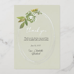 Invitación Con Relieve Metalizado Green Botanical Modern Floral Gracias