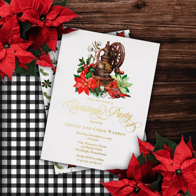 Invitación Con Relieve Metalizado Grinder de café nostálgico |Fiesta de Navidades ca (Subido por el creador)