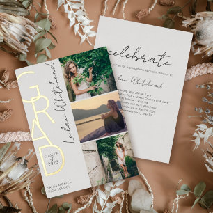 Invitación Con Relieve Metalizado Gris claro moderno de foto grad