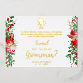 Invitación Con Relieve Metalizado Groomsman Fancy Luxury Christmas Proposal Card