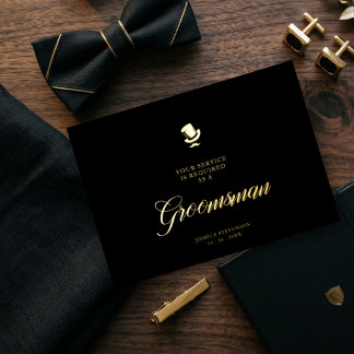 Invitación Con Relieve Metalizado Groomsman Funny Wedding Minimalist Proposal Card
