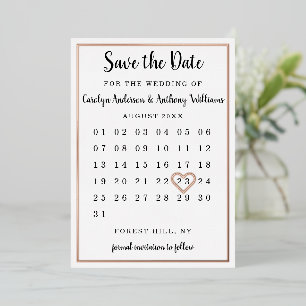 Invitación Con Relieve Metalizado Guardar fecha calendario moderno real