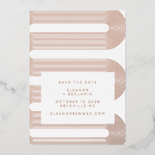 Invitación Con Relieve Metalizado Guardar Fecha Geométrico de Lujo en Rosa Moderno R