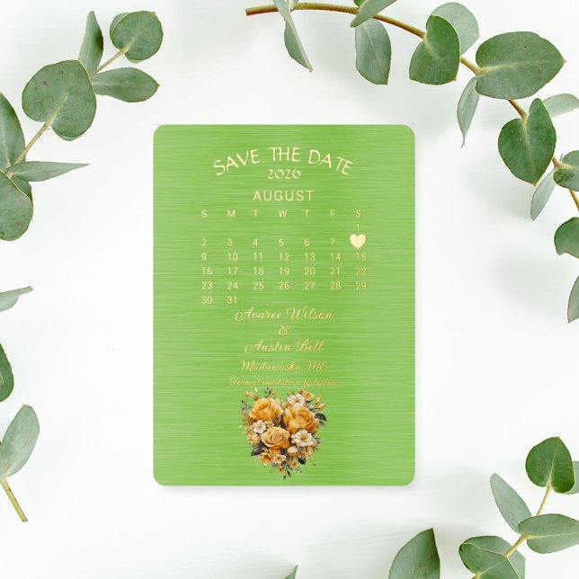 Invitación Con Relieve Metalizado Guardar la Boda de fecha agosto de 2026 (Subido por el creador)