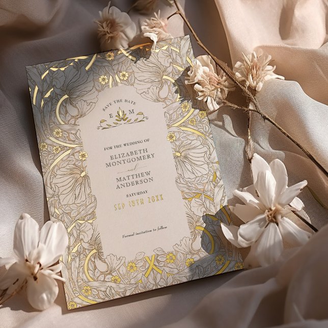 Invitación Con Relieve Metalizado Guardar la fecha blanco silenciado Pimpernel Vinta (Subido por el creador)