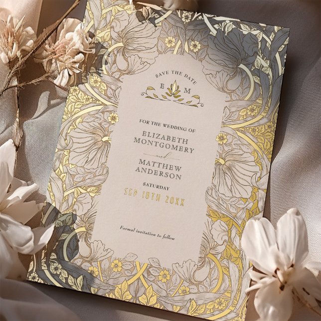 Invitación Con Relieve Metalizado Guardar la fecha blanco silenciado Pimpernel Vinta (Subido por el creador)