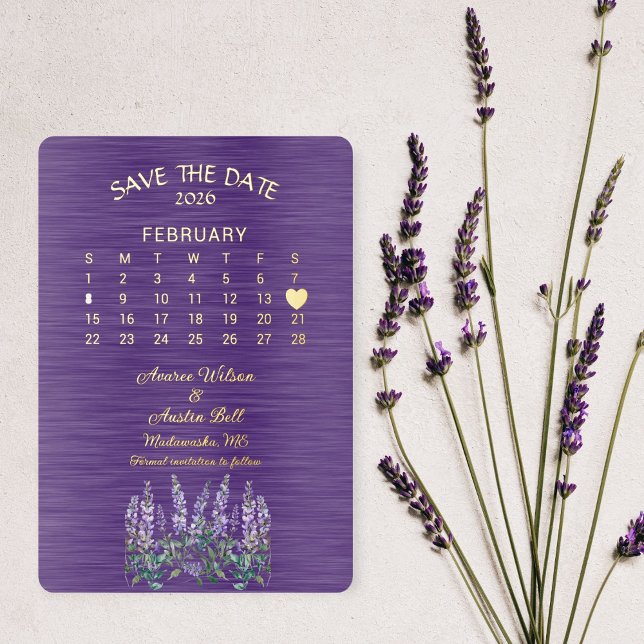 Invitación Con Relieve Metalizado Guardar la fecha boda de febrero de 2026 (Subido por el creador)