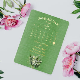 Invitación Con Relieve Metalizado Guardar la fecha boda de mayo de 2026