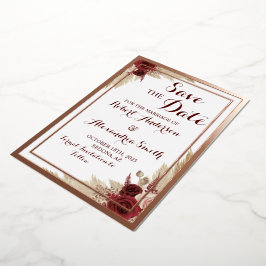Invitación Con Relieve Metalizado Guardar la fecha boda Pampas Grass Rosa Dorado