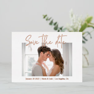 Invitación Con Relieve Metalizado Guardar la fecha con el boda de fotos