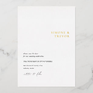 Invitación Con Relieve Metalizado Guardar la fecha de boda moderna en negro y blanco