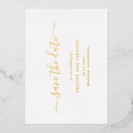 Invitación Con Relieve Metalizado Guardar la fecha de boda simple elegante escritura