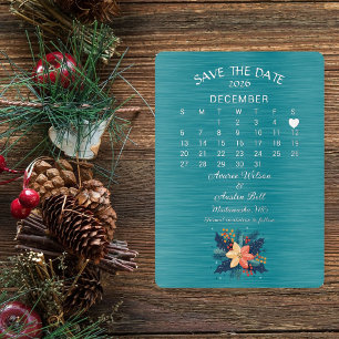 Invitación Con Relieve Metalizado Guardar la fecha de la boda de diciembre de 2026