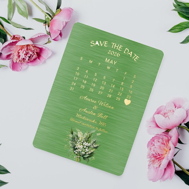 Invitación Con Relieve Metalizado Guardar la fecha de la boda de mayo de 2026 (Subido por el creador)