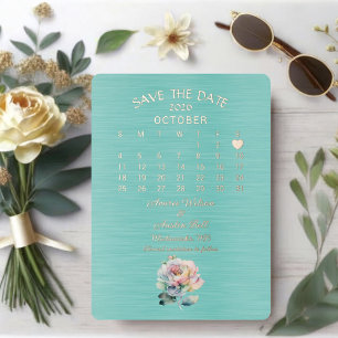 Invitación Con Relieve Metalizado Guardar la fecha de la boda de octubre de 2026