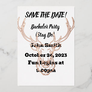 Invitación Con Relieve Metalizado Guardar la fecha de la despedida de soltero. Edita