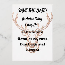 Invitación Con Relieve Metalizado Guardar la fecha Despedida de soltero. Editable