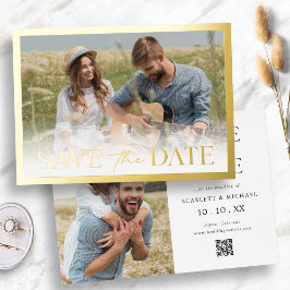 Invitación Con Relieve Metalizado Guardar la fecha en marco de oro