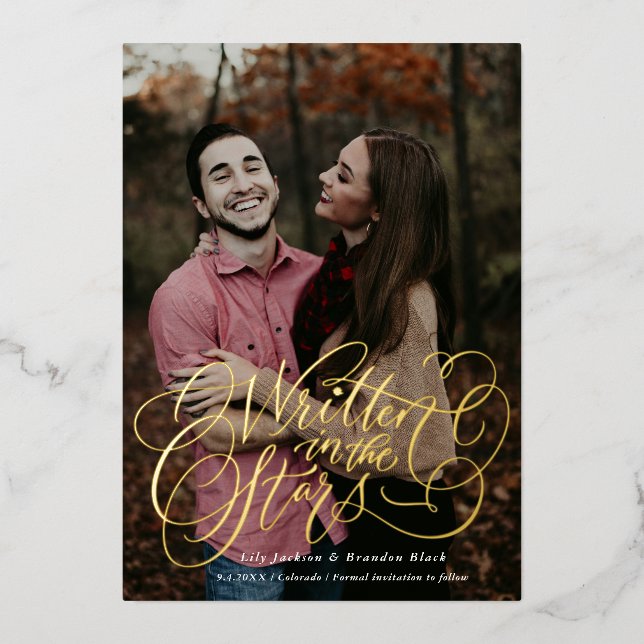 Invitación Con Relieve Metalizado Guarde la fecha con el ojo de las estrellas (Anverso)