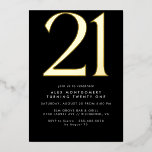 Invitación Con Relieve Metalizado Guay Black and Gold | Hombres o mujeres 21º cumple<br><div class="desc">Moderno estilo minimalista invitaciones de 21 cumpleaños con un gran título "50" en Relieve metalizado metálico real. Los detalles del evento se imprimen a continuación en un texto blanco mate. Diseño unisexo con acentos dorados sobre fondo negro.</div>