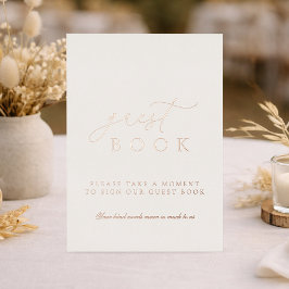 Invitación Con Relieve Metalizado Guest Book Wedding Sign | Real Gold Foil 