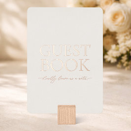 Invitación Con Relieve Metalizado Guest Book Wedding Sign | Real Gold Foil Ivory