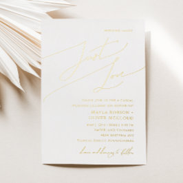 Invitación Con Relieve Metalizado Guión caprichoso Nada Fancy Just Love Boda