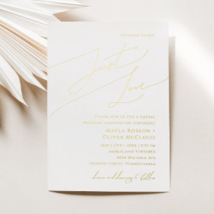 Invitación Con Relieve Metalizado Guión caprichoso Nada Fancy Just Love Boda