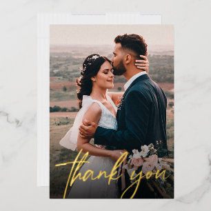 Invitación Con Relieve Metalizado Guión de agradecimiento para fotos de boda chic mo
