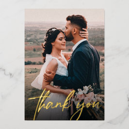 Invitación Con Relieve Metalizado Guión de agradecimiento para fotos de boda chic mo