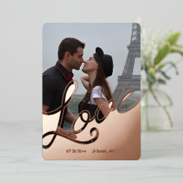 Invitación Con Relieve Metalizado Guión de amor elegante Superposición Guardar la fe