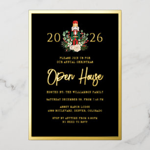 Invitación Con Relieve Metalizado Guión de Casa Abierta de las Fiestas de Navidad Ca