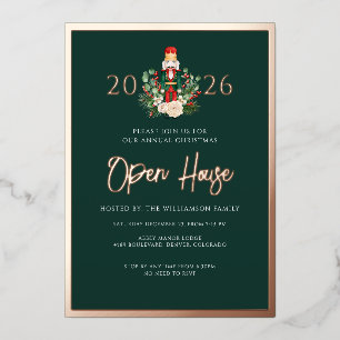 Invitación Con Relieve Metalizado Guión de Casa Abierta de Navidad Cascanueces