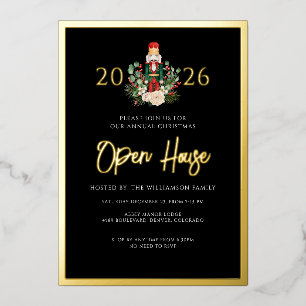 Invitación Con Relieve Metalizado Guión de Casa Abierta del Cascanueces de Navidad
