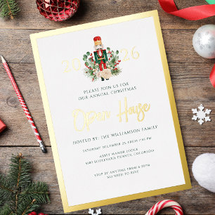 Invitación Con Relieve Metalizado Guión de cascanueces para casa abierta en Navidad