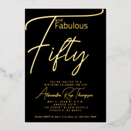 Invitación Con Relieve Metalizado Guión de cincuenta y fabuloso fiesta de cumpleaños